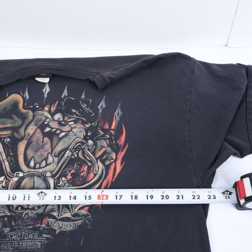 VTG Harley Motorcycle Biker T-Shirt Taz Looney Tunes Double Graphic Fade XL - Picture 9 of 13